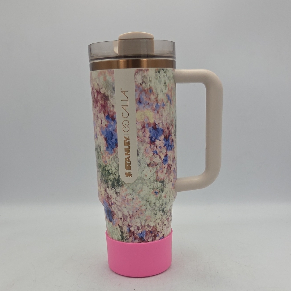 Stanley floral multicolor travel mug with pink base